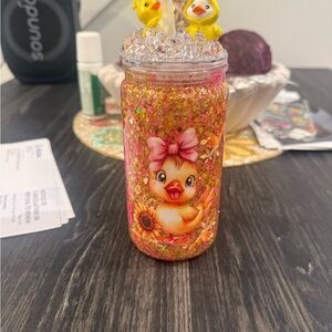 Glitter Duck Jar with Pink Bow
